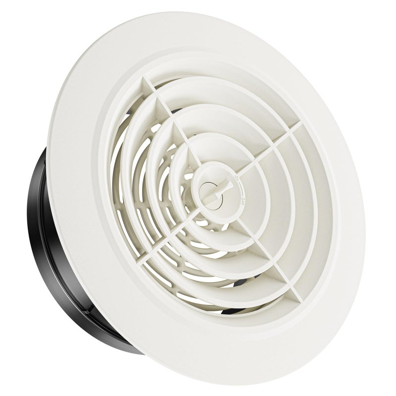 HG POWER 6 Inch Soffit Ventï¼ŒRound Air Vent Cover with Louver, ABS Adjustable Ceiling Vent Covers for Living Room, Bathroom, Kitchen, Greenhouse, Ventilation System, White - Opening Size 5.75" - Image 1